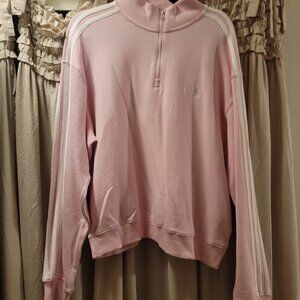 ADIDAS pink quarter zip crewneck sweater